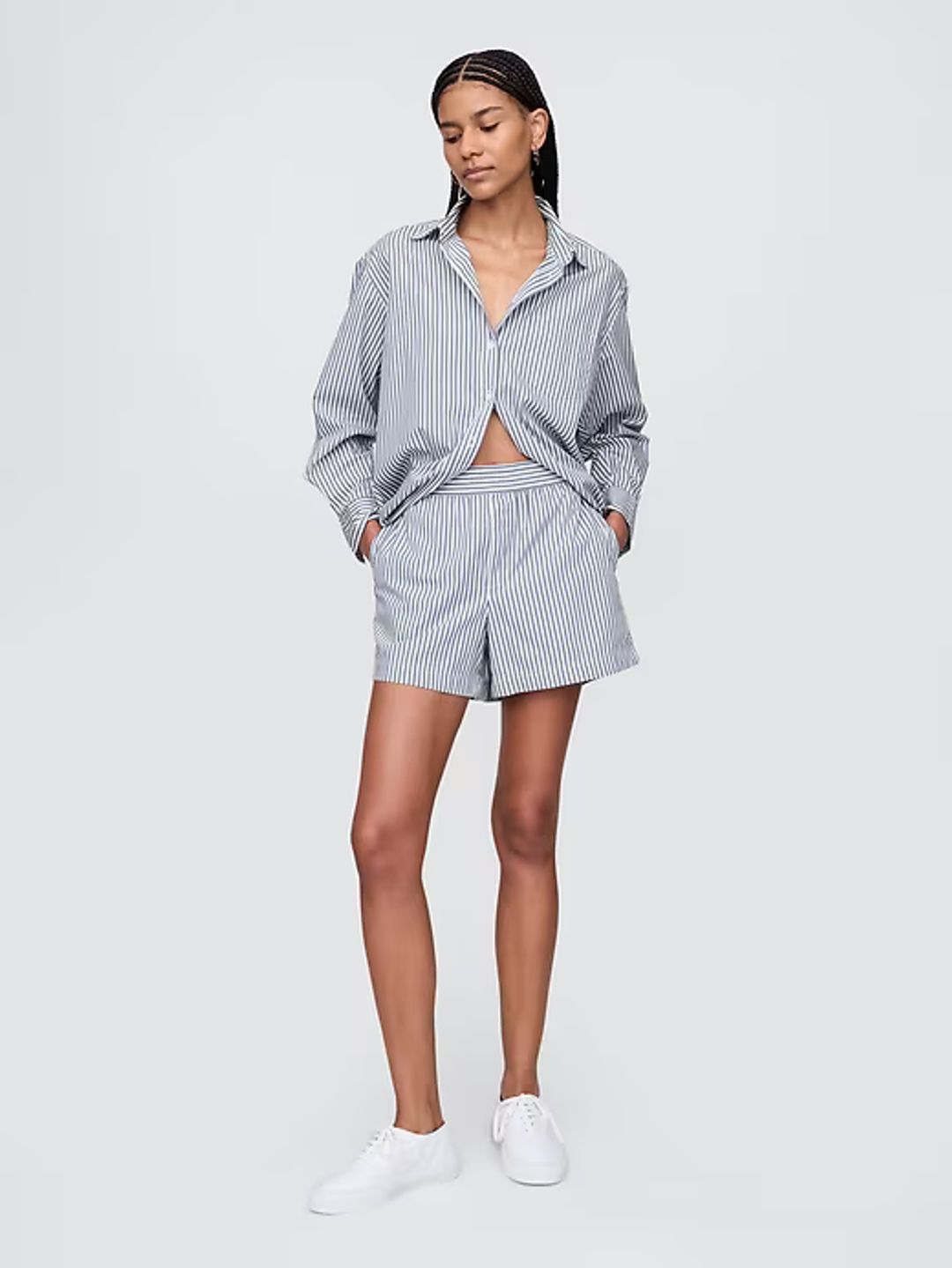 Organic Cotton Striped Poplin Shorts #2