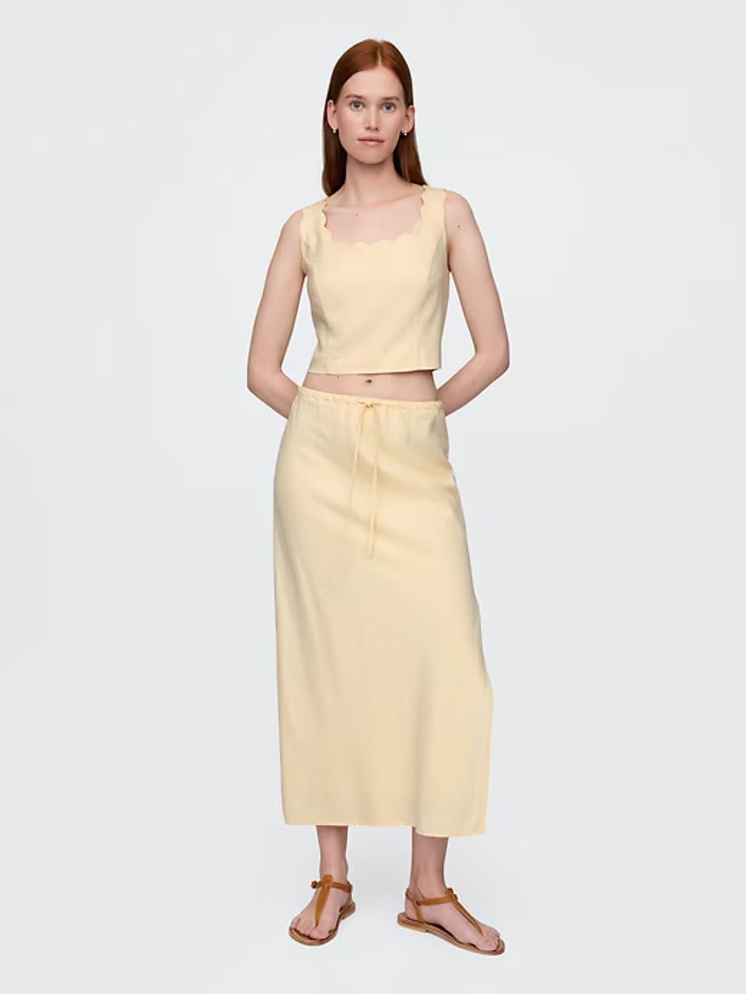 Linen-Blend Midi Skirt #2