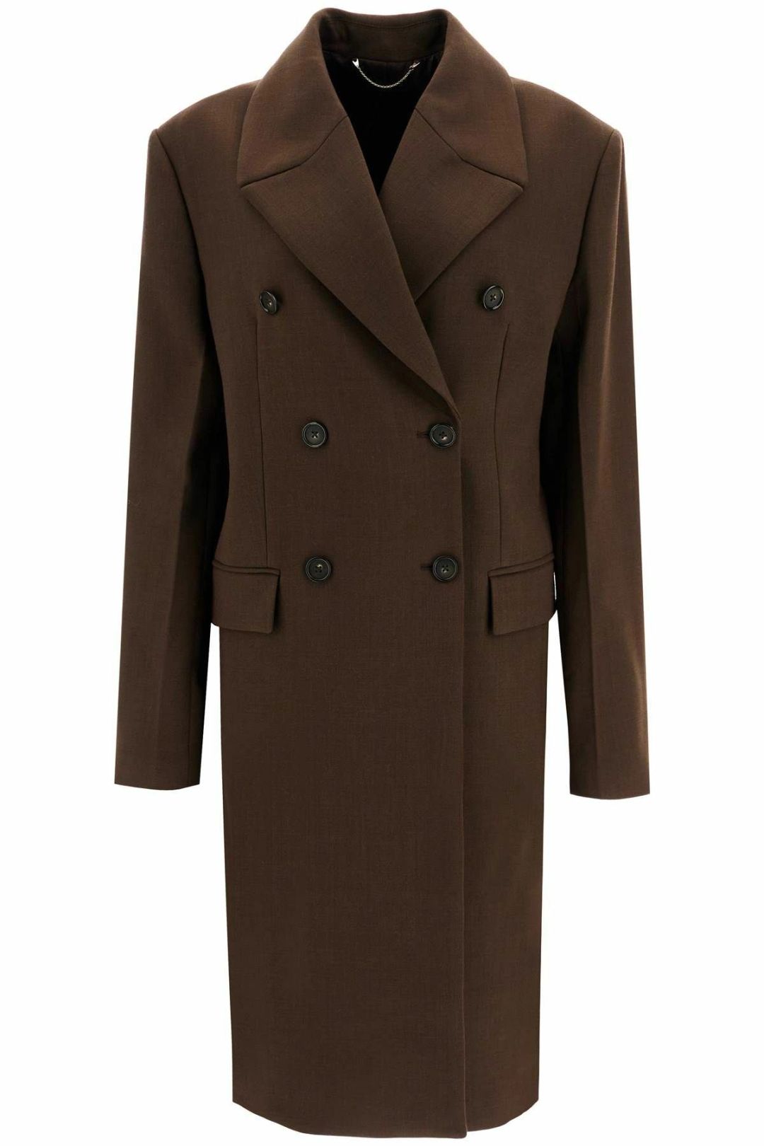 Wide double-breasted coat Brown