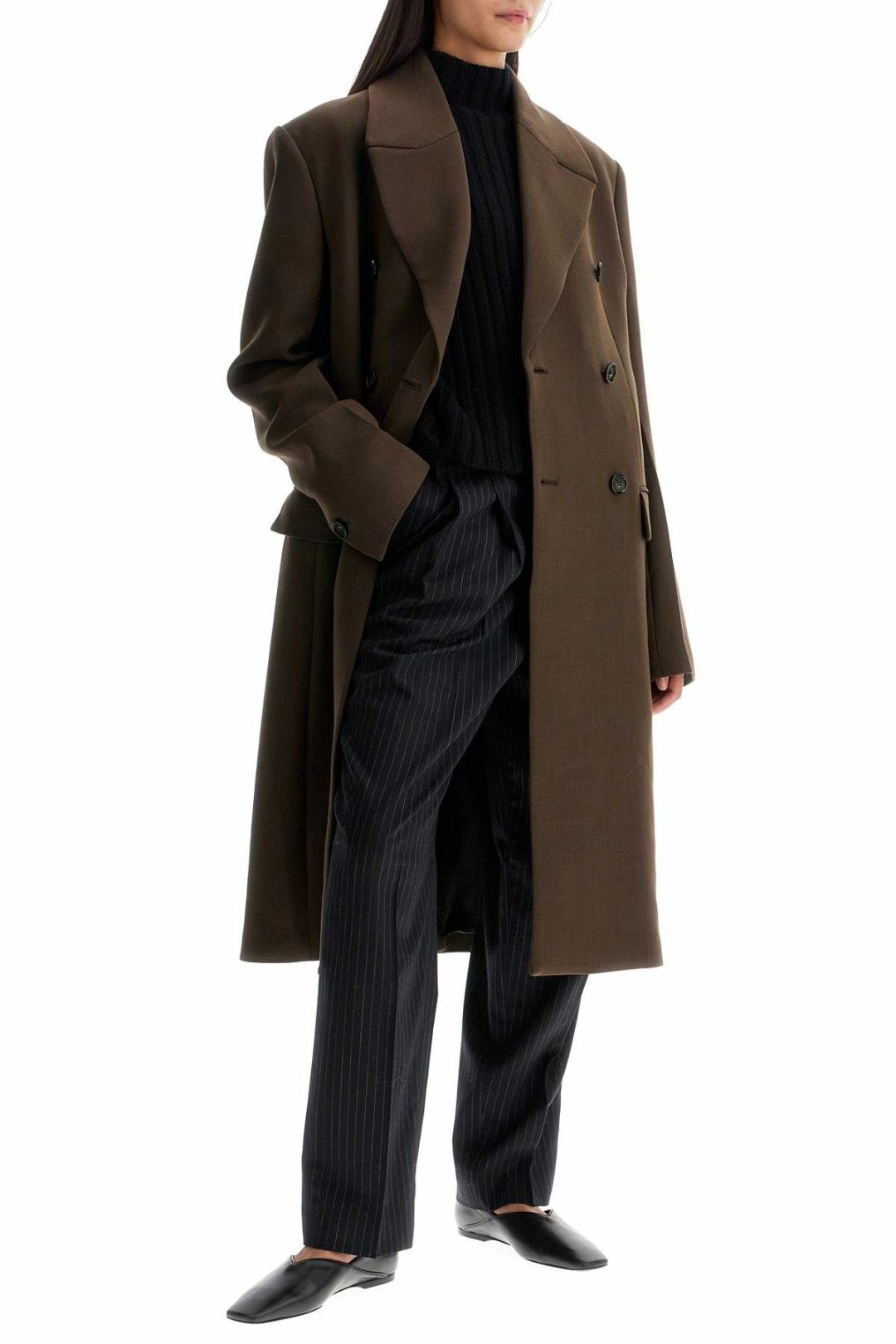 Wide double-breasted coat Brown #2