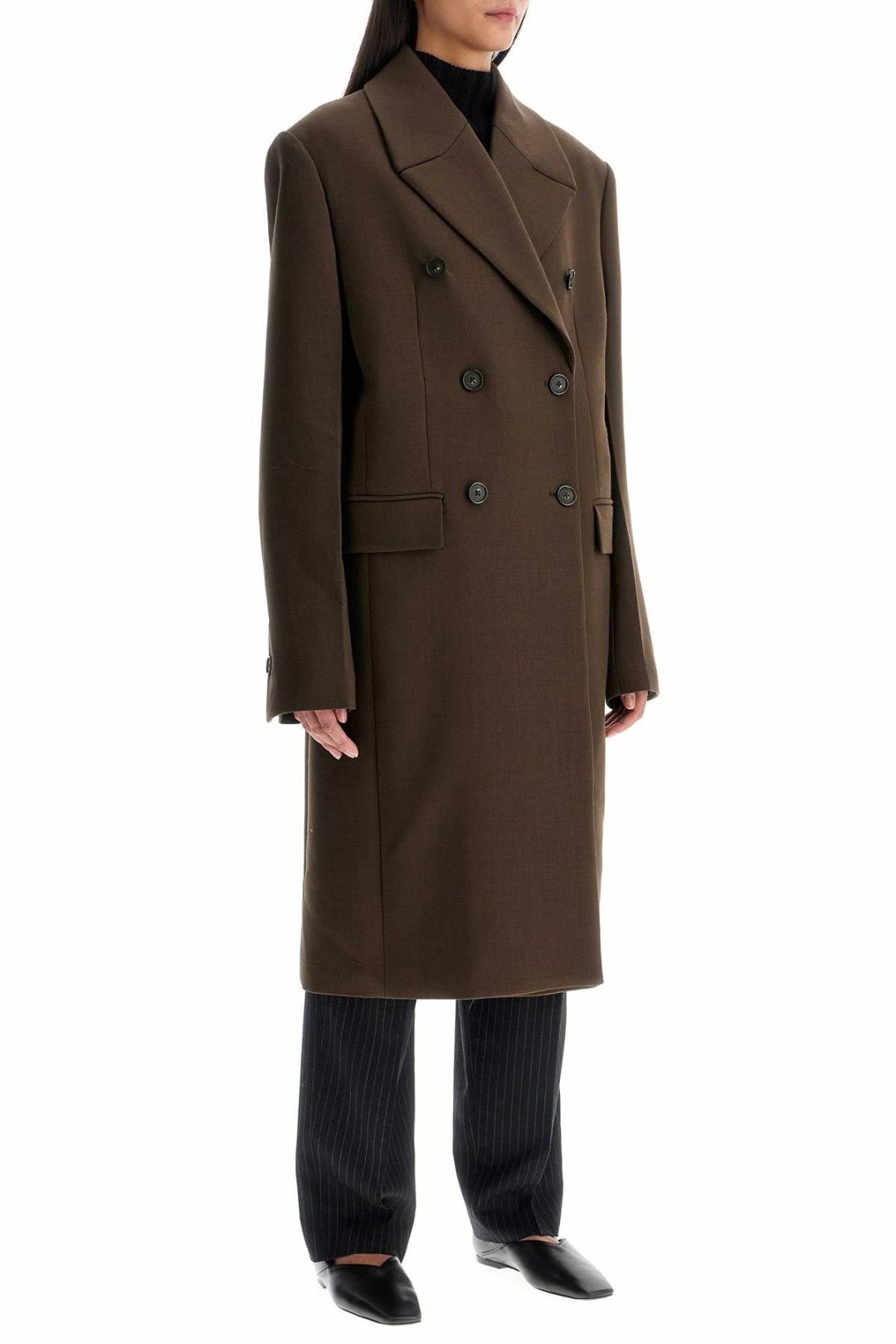 Wide double-breasted coat Brown #3