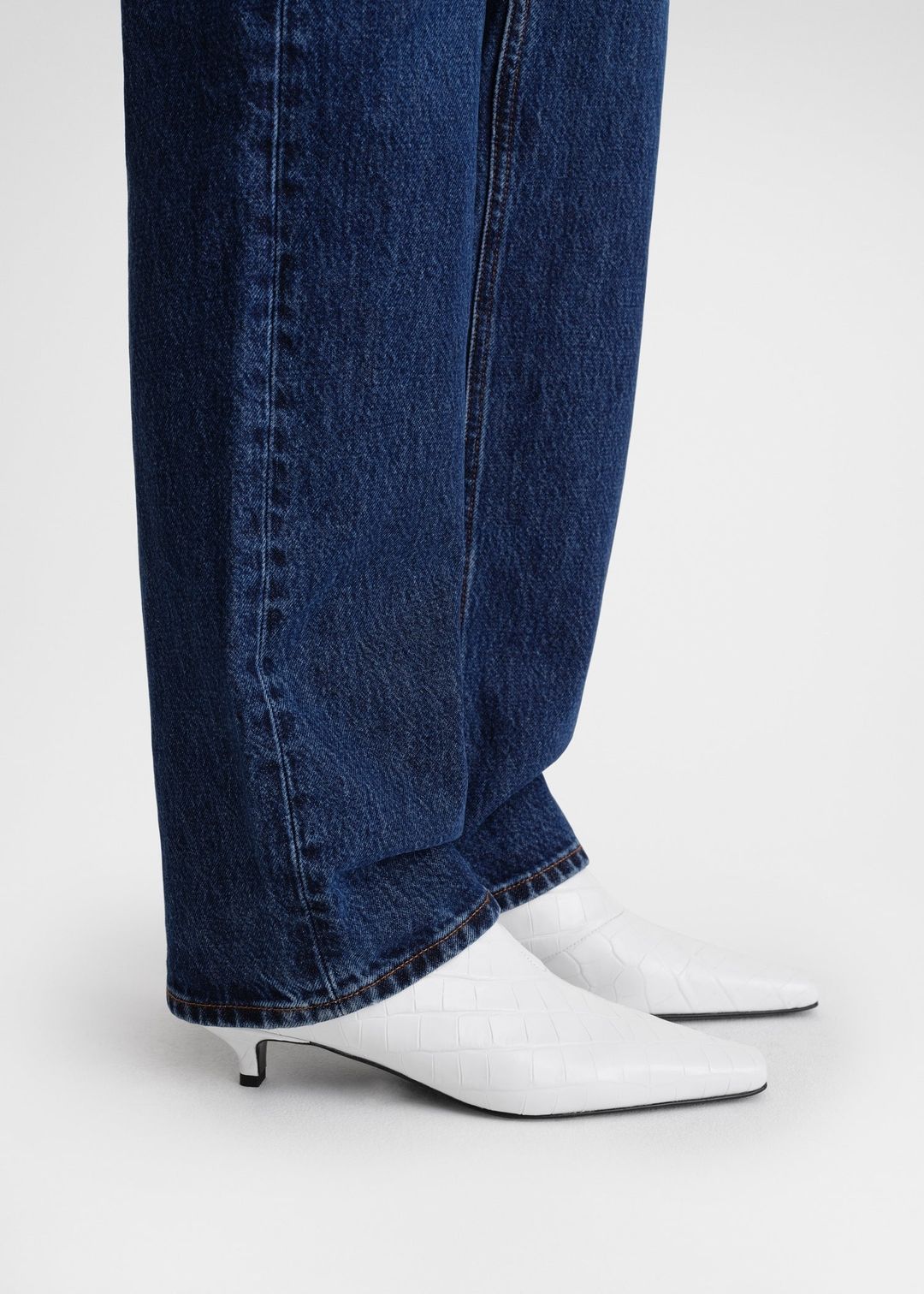 The Croco Slim Ankle Boot white #3