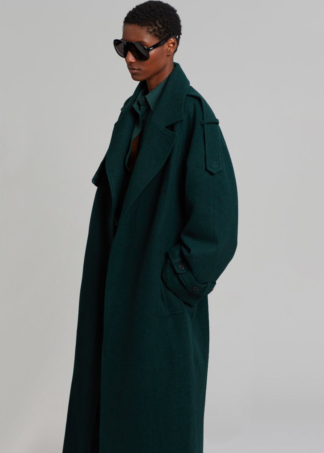 Suzanne Wool Trench Coat - Bottle Green #6