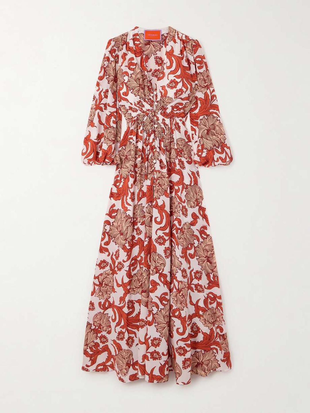 Long Camerino ruffled printed silk maxi dress