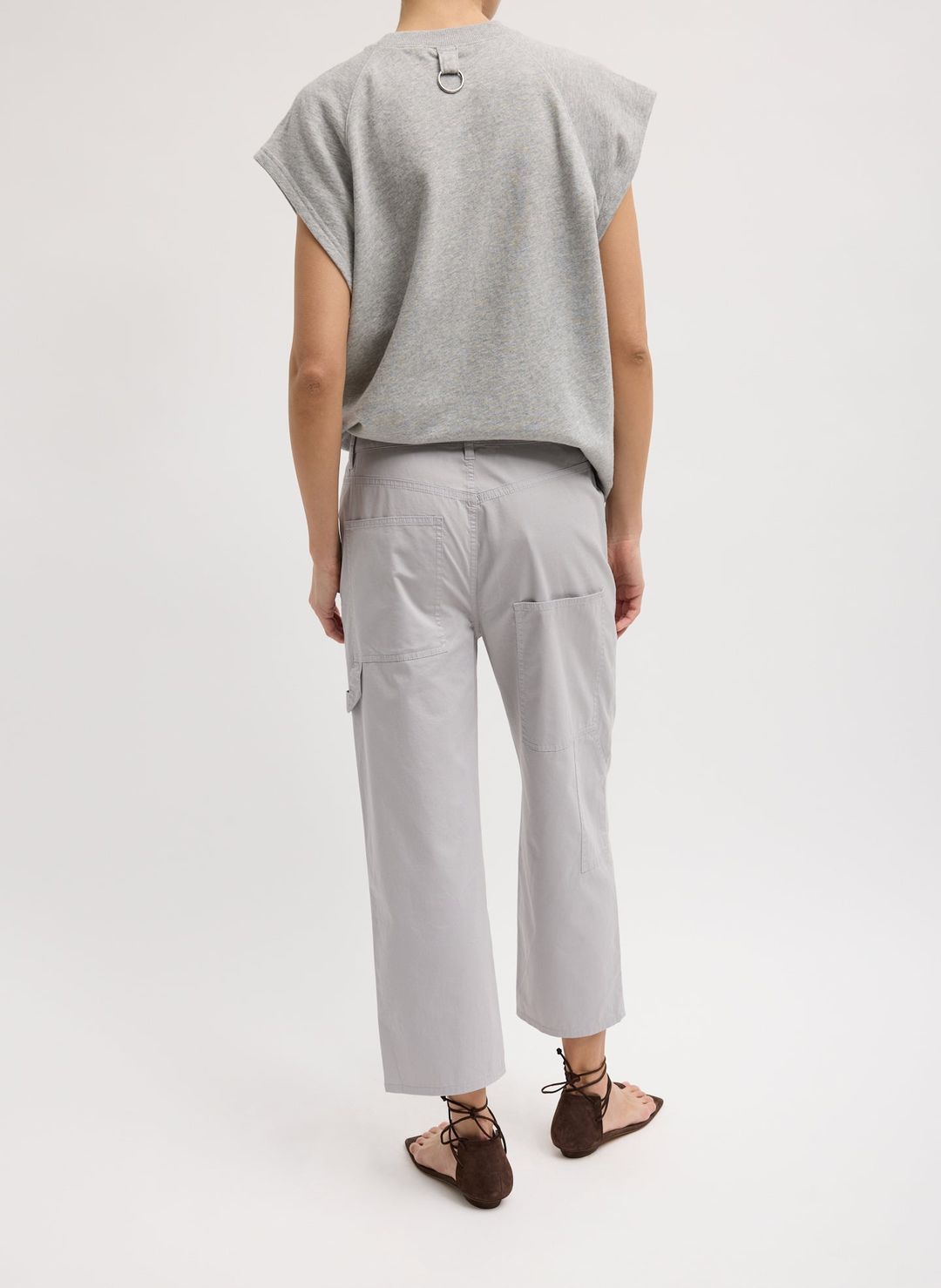 Garment Dyed Silky Cotton Cropped Slouchy Cargo Jean #6