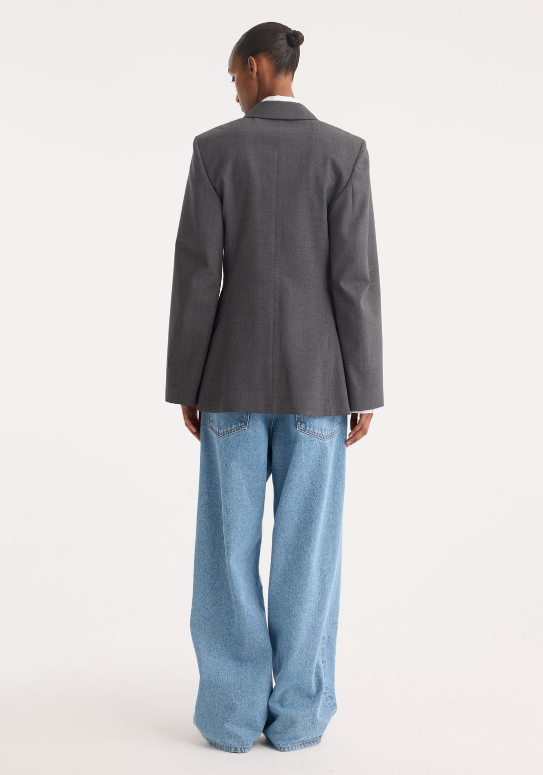 Fitted wool blazer | dark grey melange #6