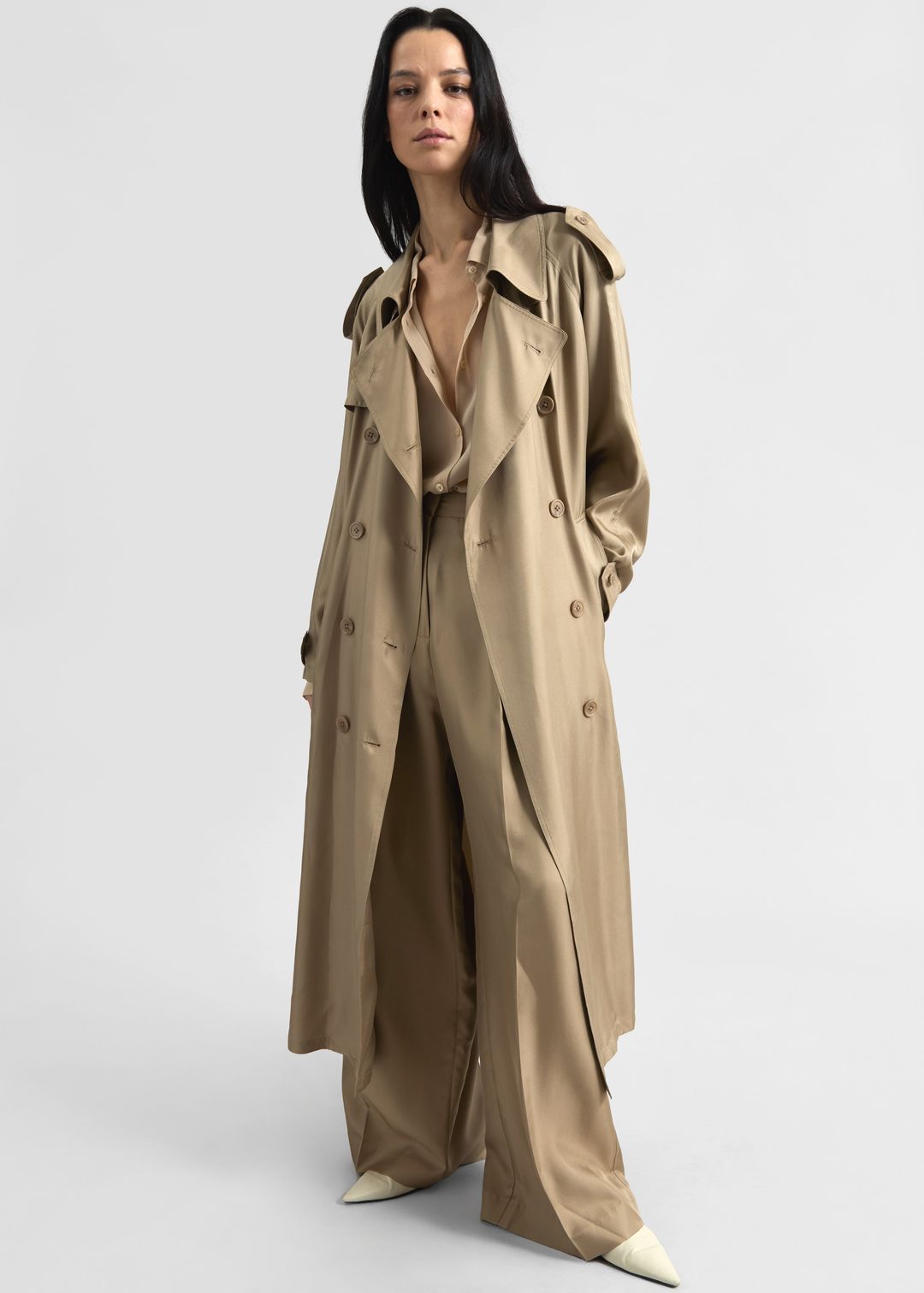 Veyron Silk Trench - Beige