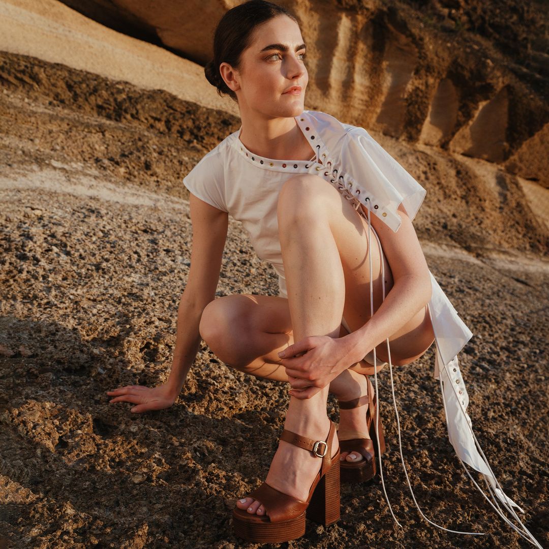 Vanessa Platform Sandal In Caramel Leather #6