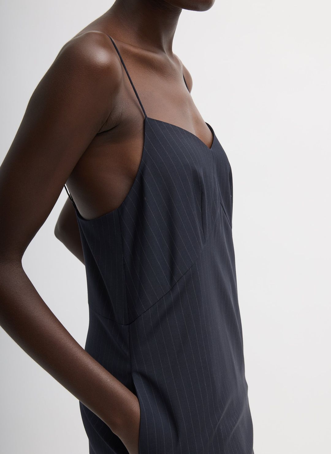 Mier Pinstripe Convertible Slip Dress #13