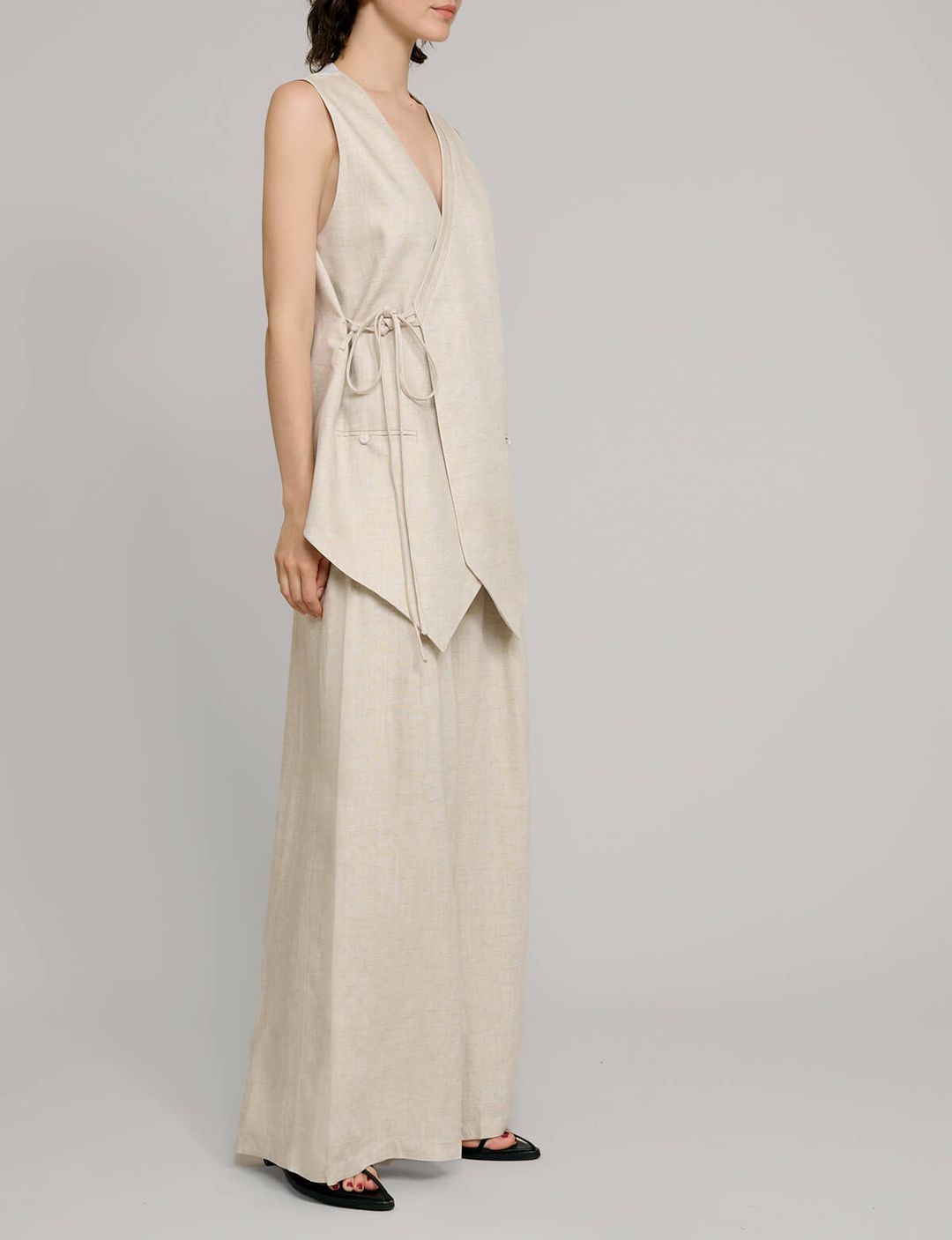 Oat Linen Wide Leg Pants #8