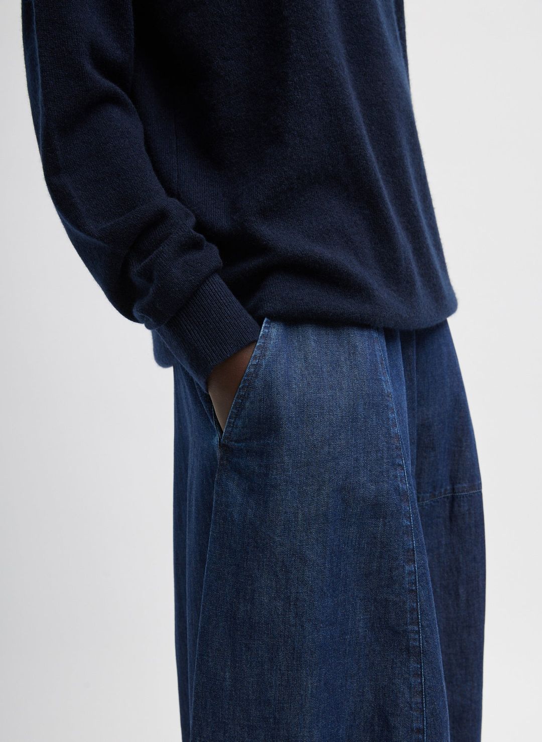 Light Weight Indigo Denim Asymmetrical Balloon Skirt #8