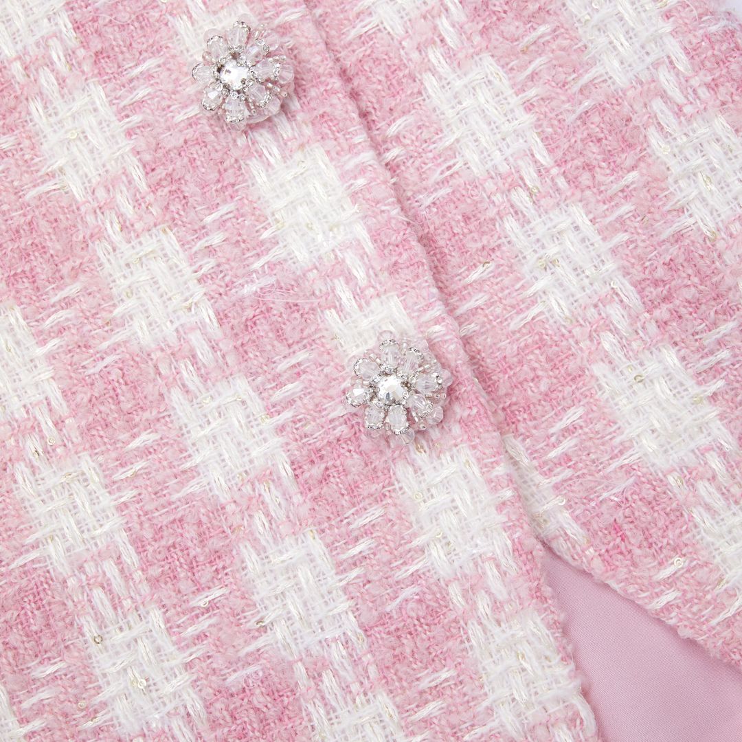Pink Check Boucle Mini Skirt #5