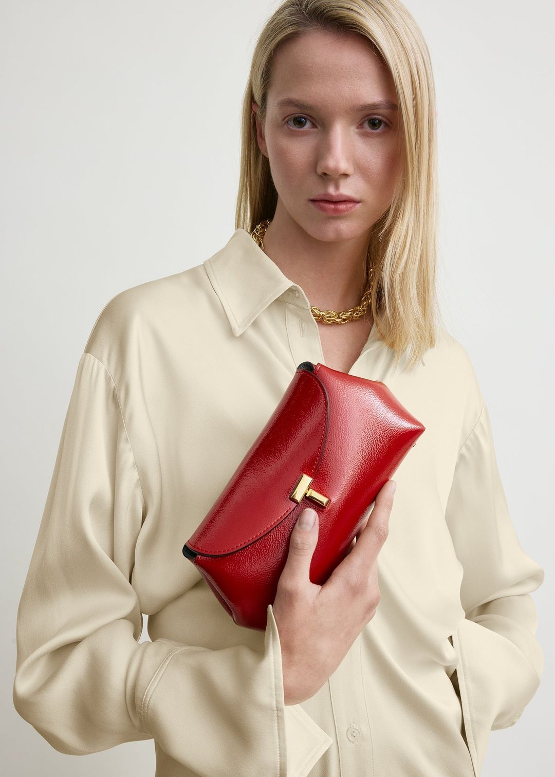 Mini T-lock naplack clutch red #3