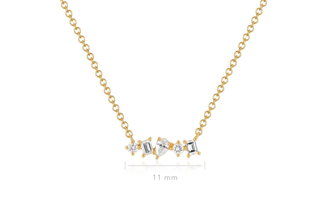 Diamond Multifaceted Mini Bar Necklace #6