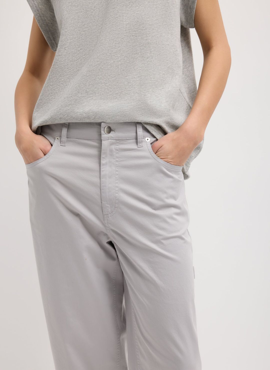 Garment Dyed Silky Cotton Cropped Slouchy Cargo Jean #7
