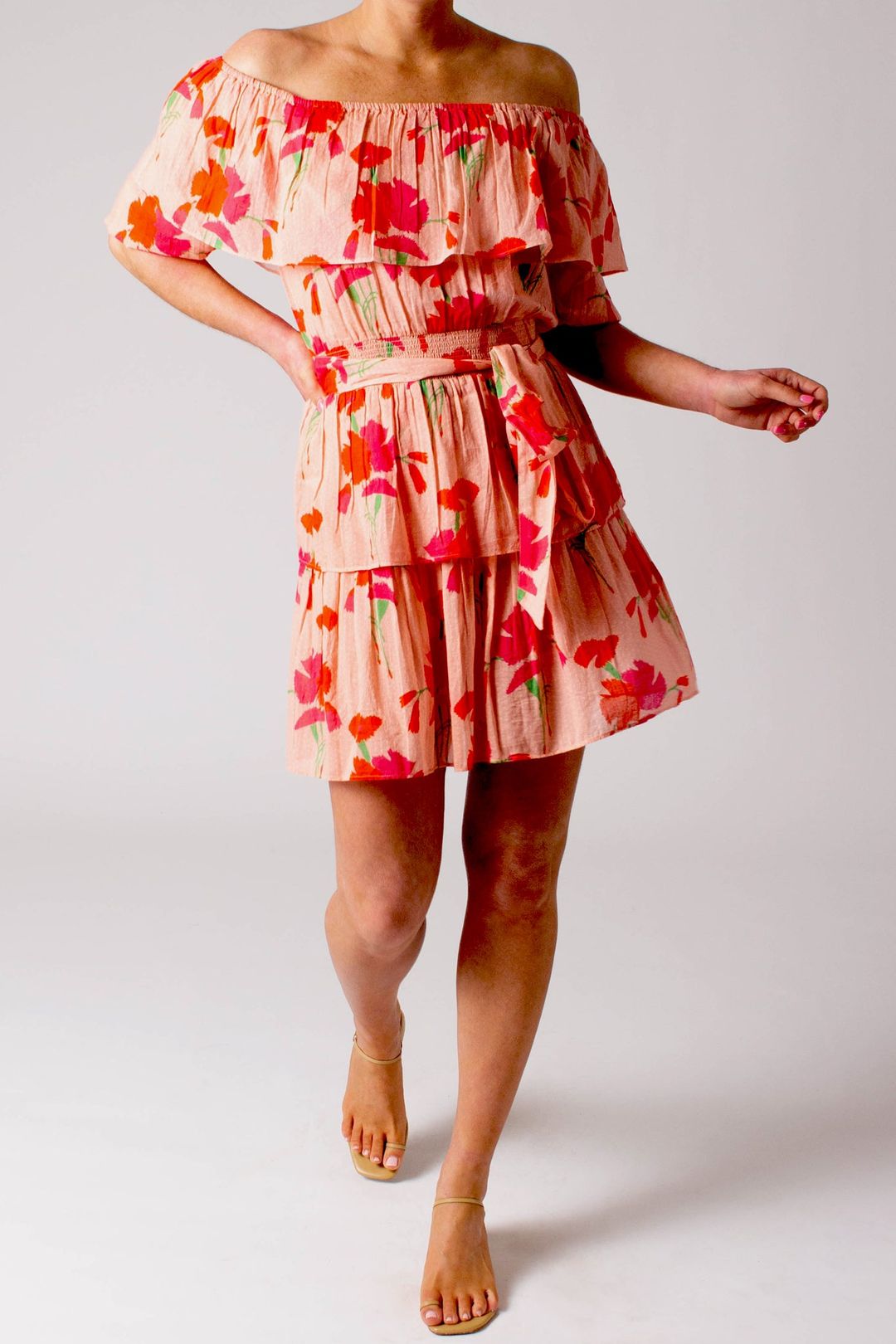 Basil Printed Gauze Mini Dress - Pink Lemonade