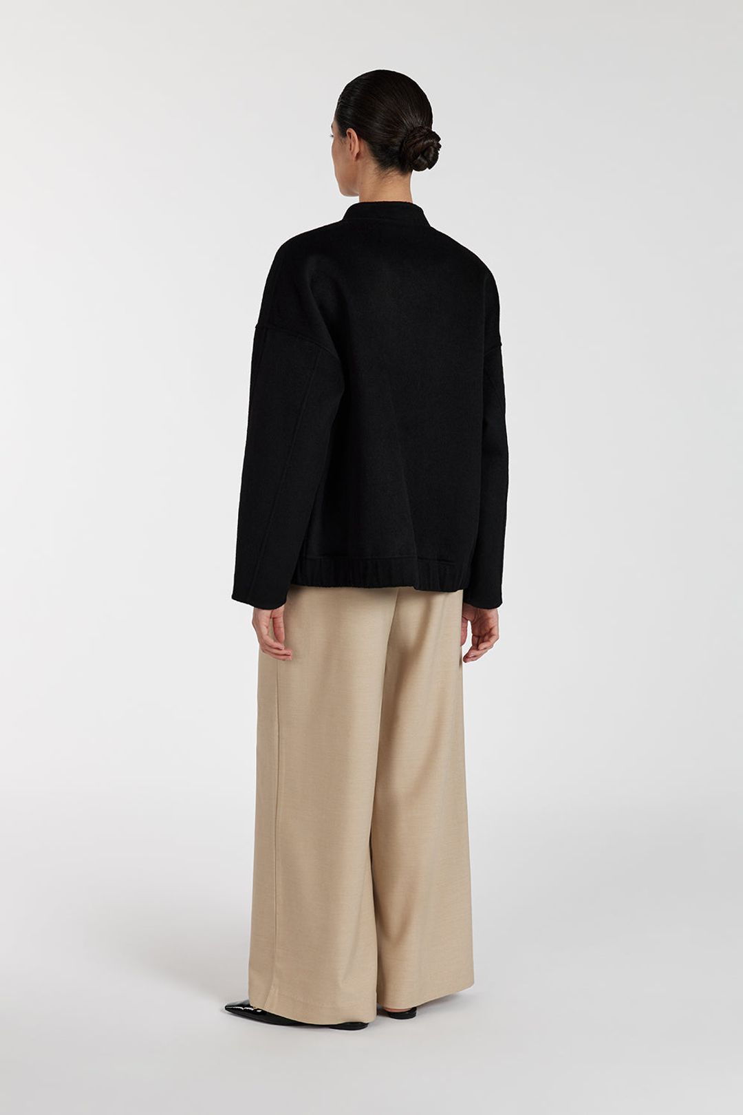 JERI BLACK WOOL BOMBER JACKET #4