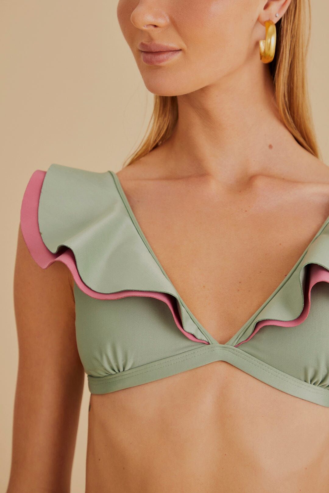 Green Ruffle Bikini Top #3