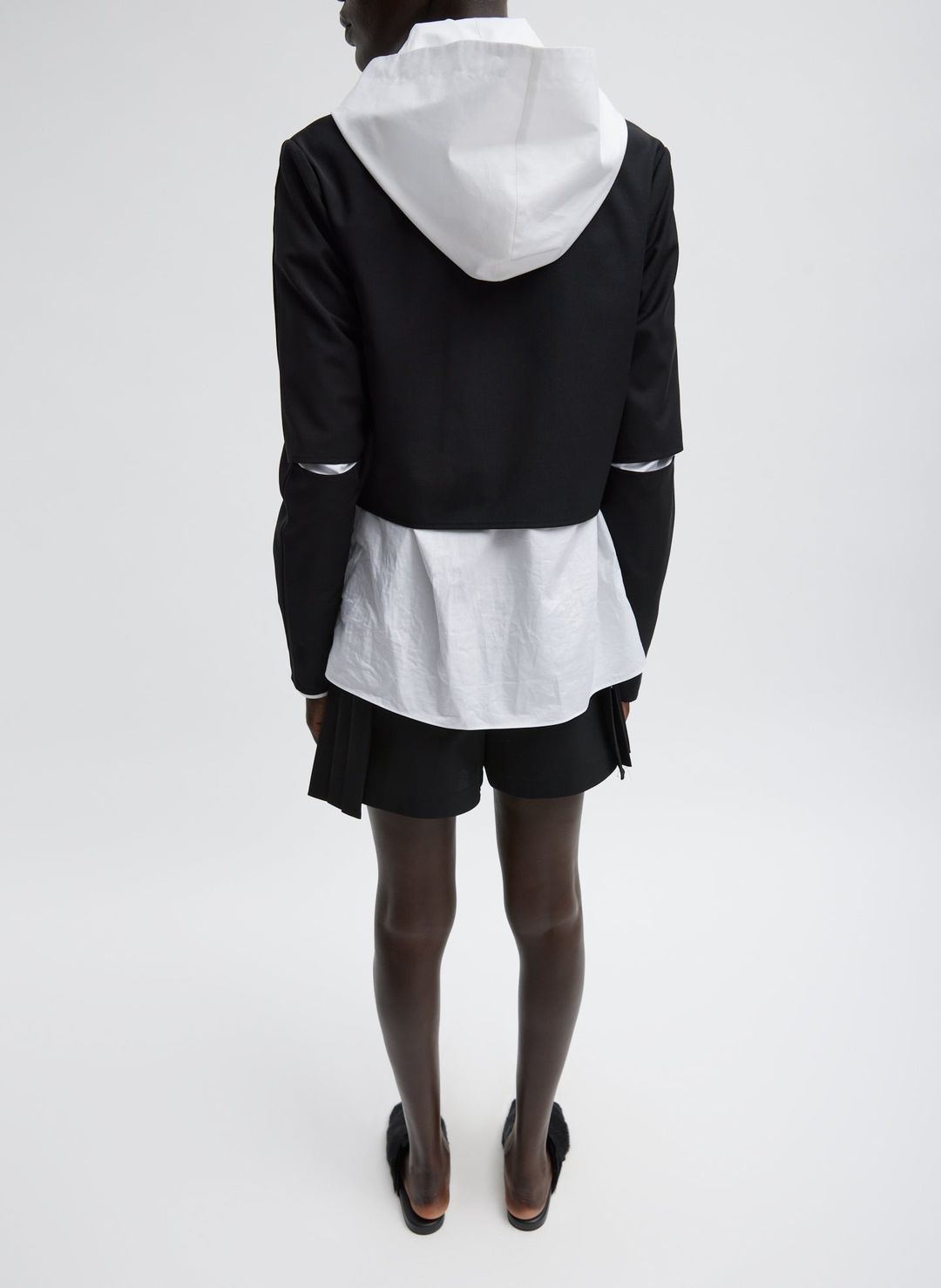 Tropical Wool Cropped Lean Double Breasted Shirt Jacket #5