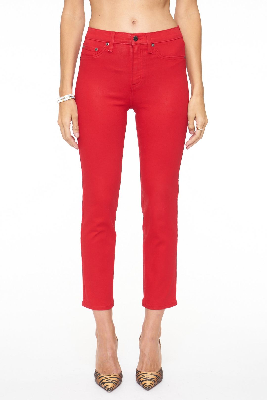 Monroe Crop High Rise Cigarette Crop - Coated Rouge