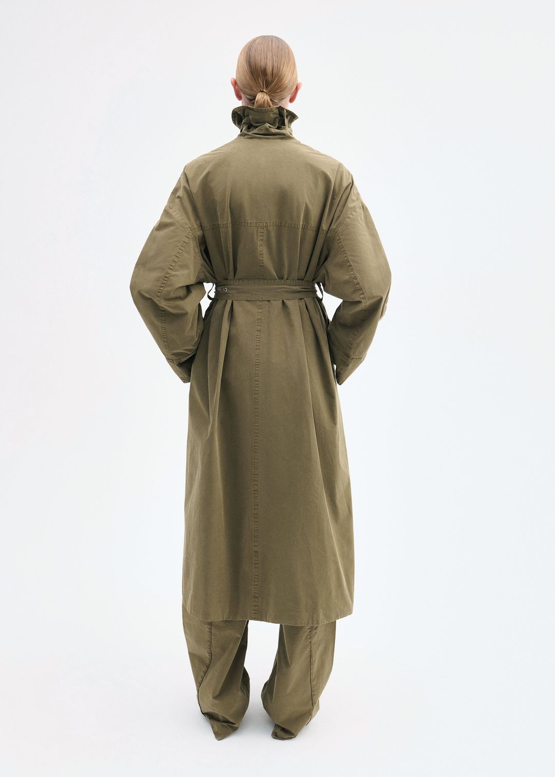 Oversized Trench in Cotton Twill - Olive #5