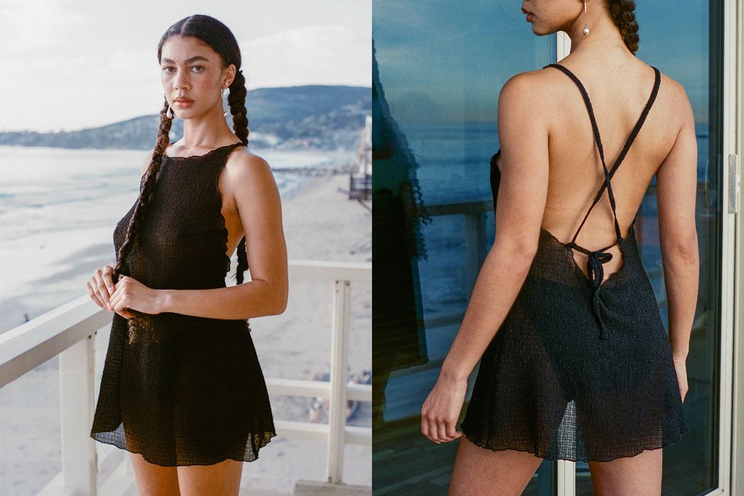 Crinkle Crossback Dress - Black