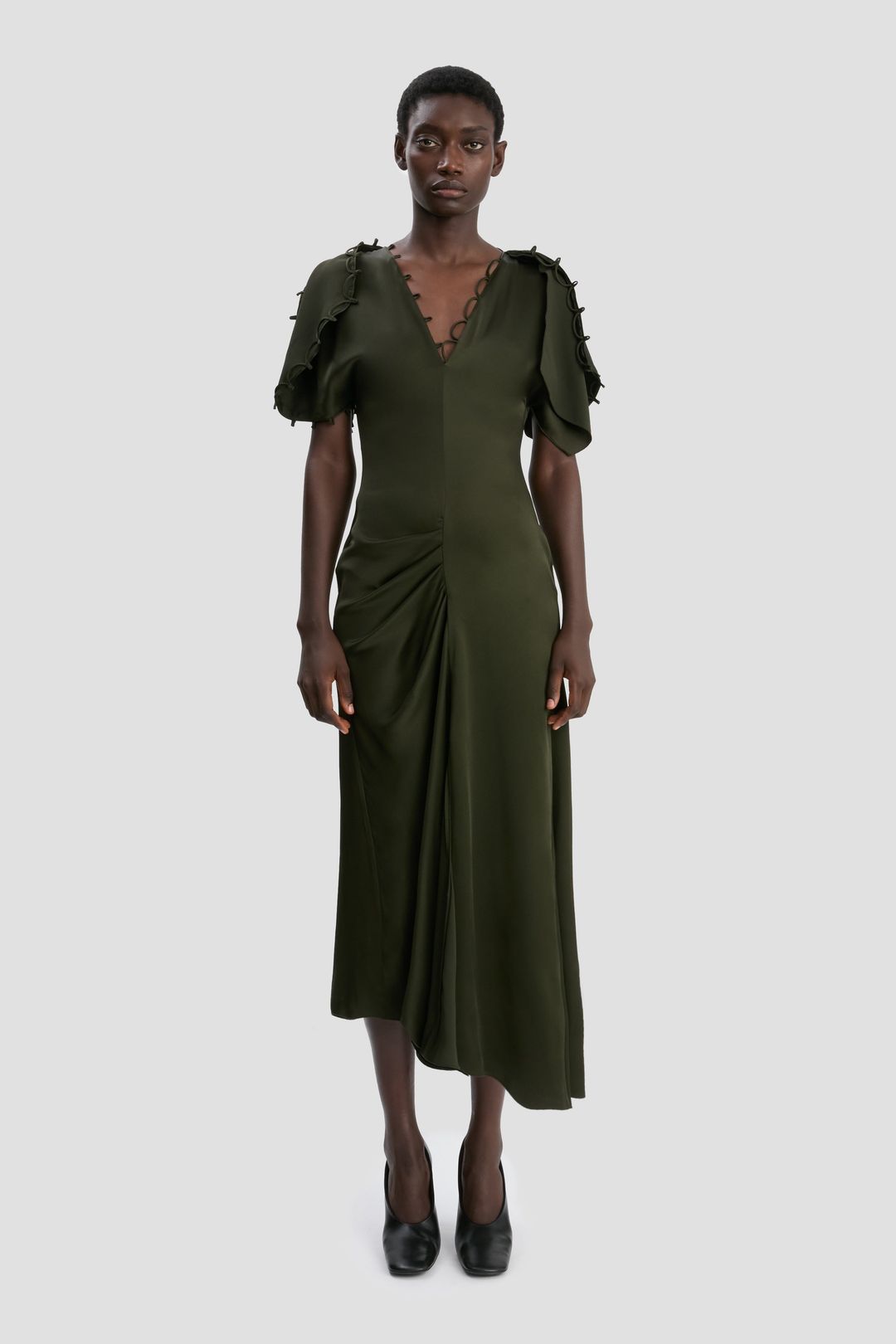 Eve Midi Dress In Dark Olive