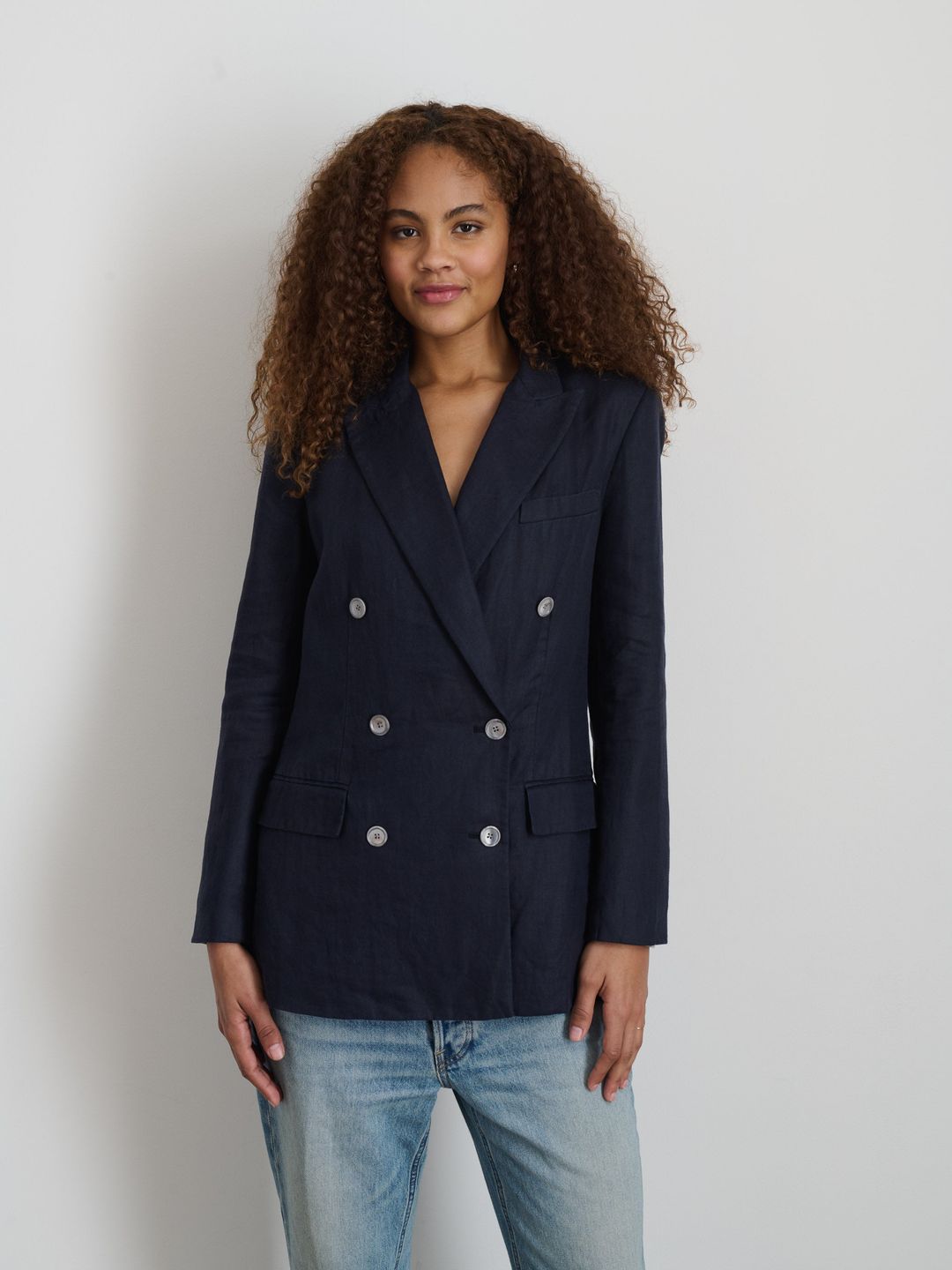 Anna Double Breasted Blazer In Linen #4