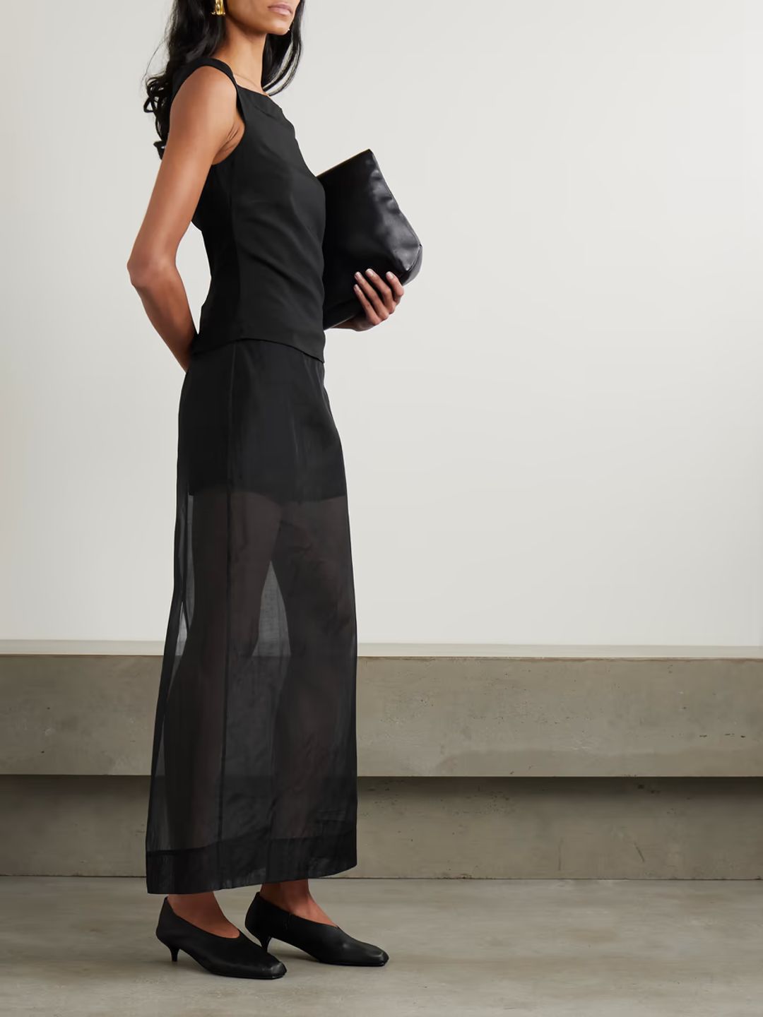 Leather-trimmed organic cotton-blend tulle maxi skirt #2
