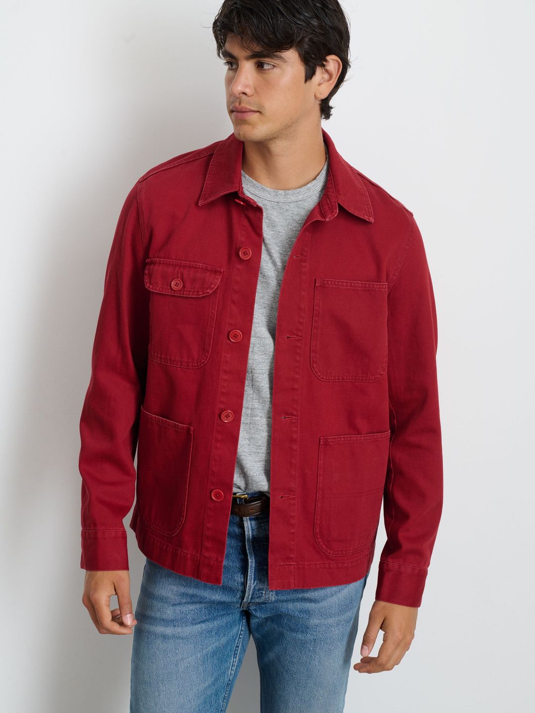 Garment Dyed Work Jacket in Recycled Denim #6