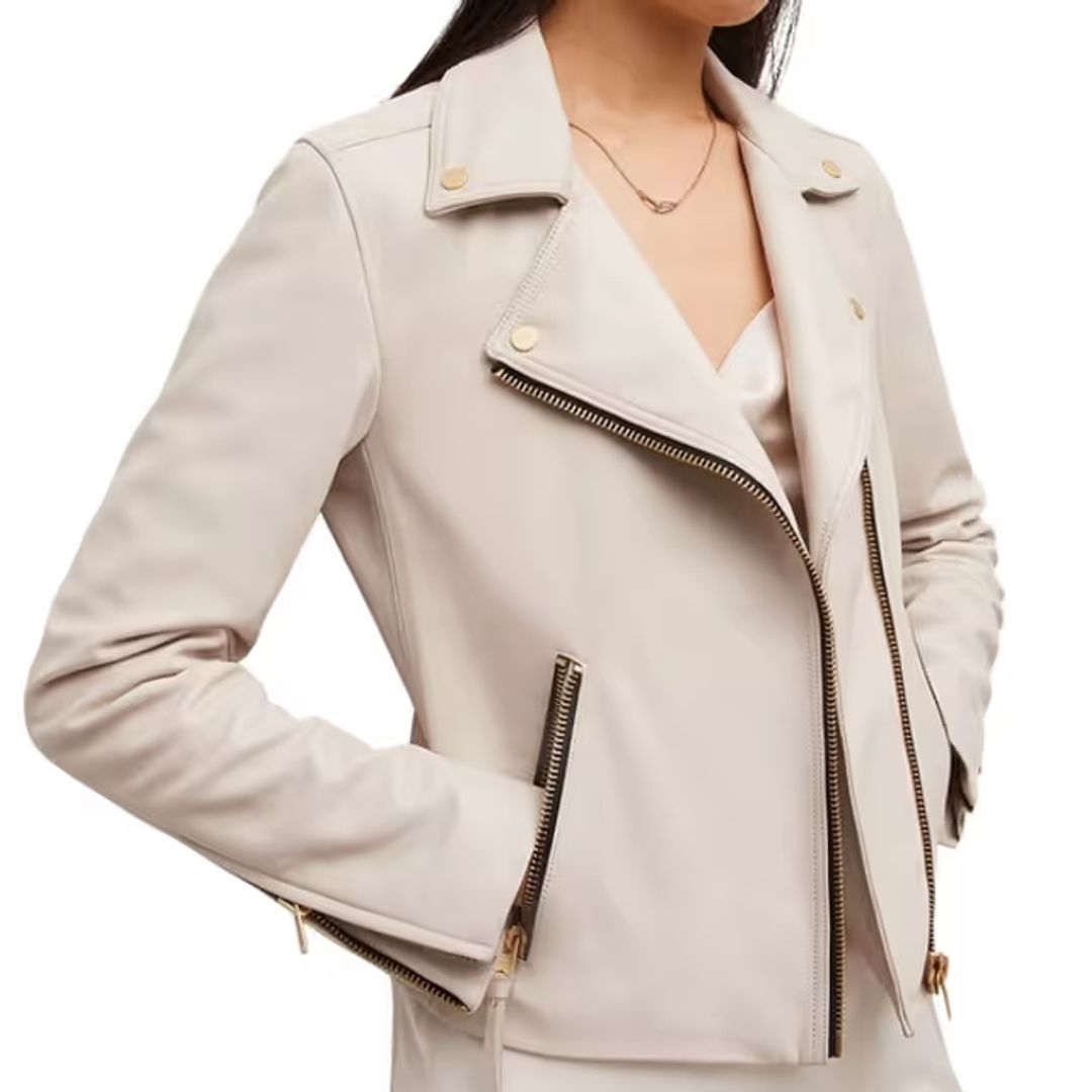 Dalby beige leather motorcycle jacket