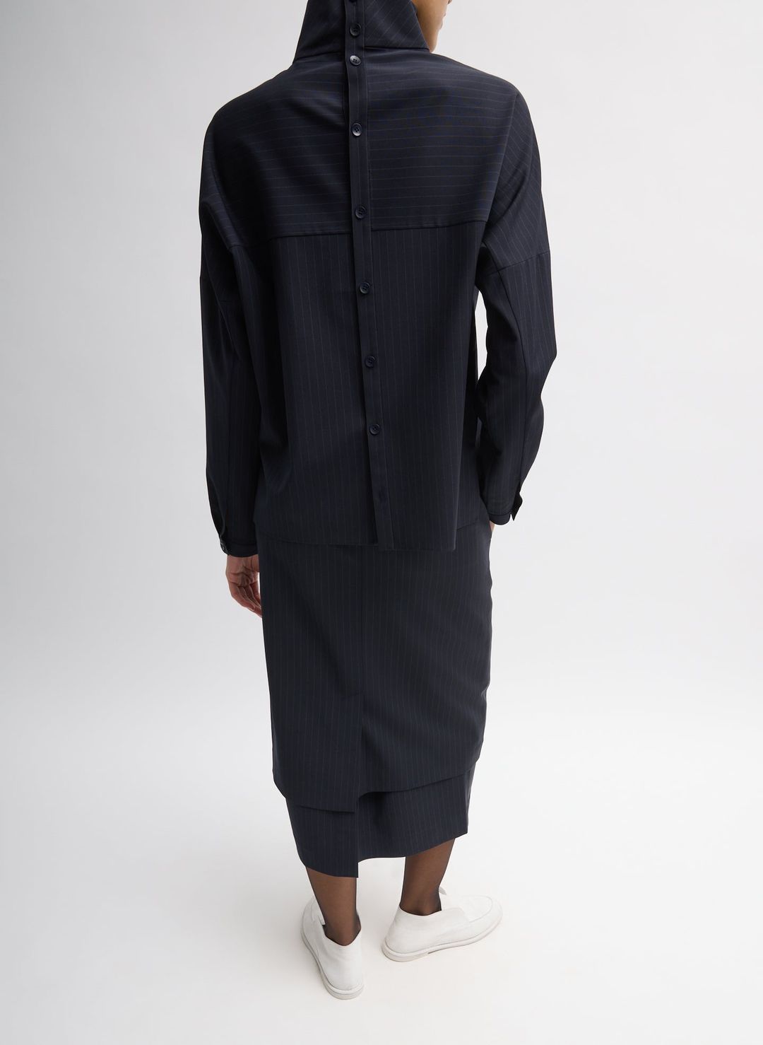 Mier Pinstripe Convertible Skirt #9