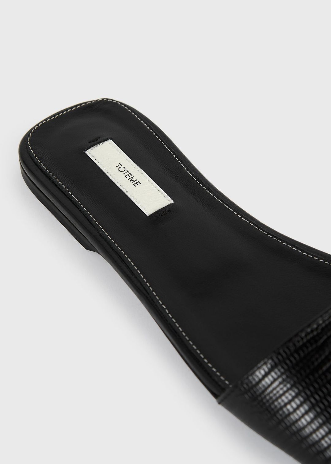 Slim lizard-embossed bandeau slides black #7