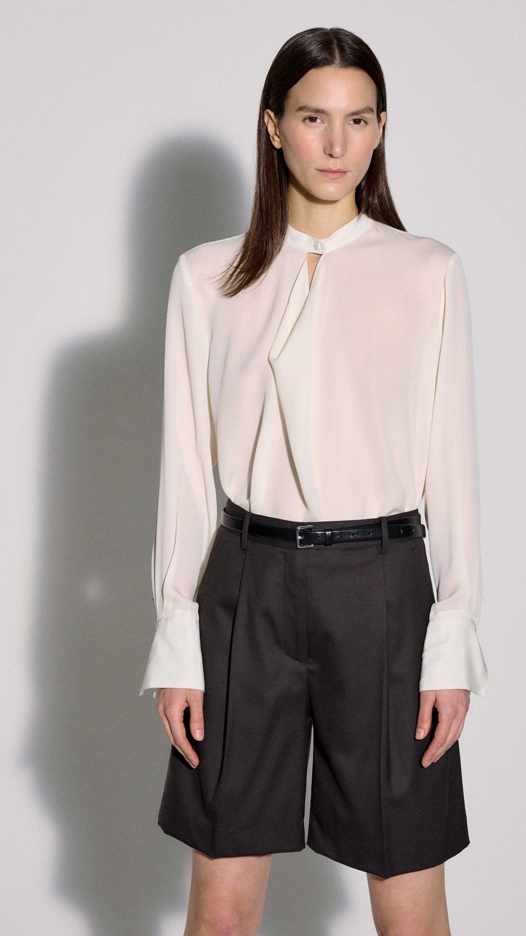 Cowl Neck Blouse in Double Georgette | Ivory #7