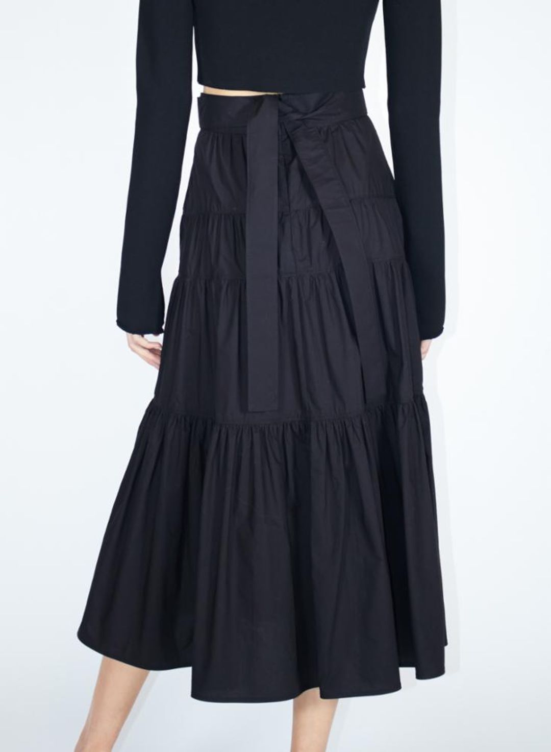 Poplin Tiered Skirt - WHITE