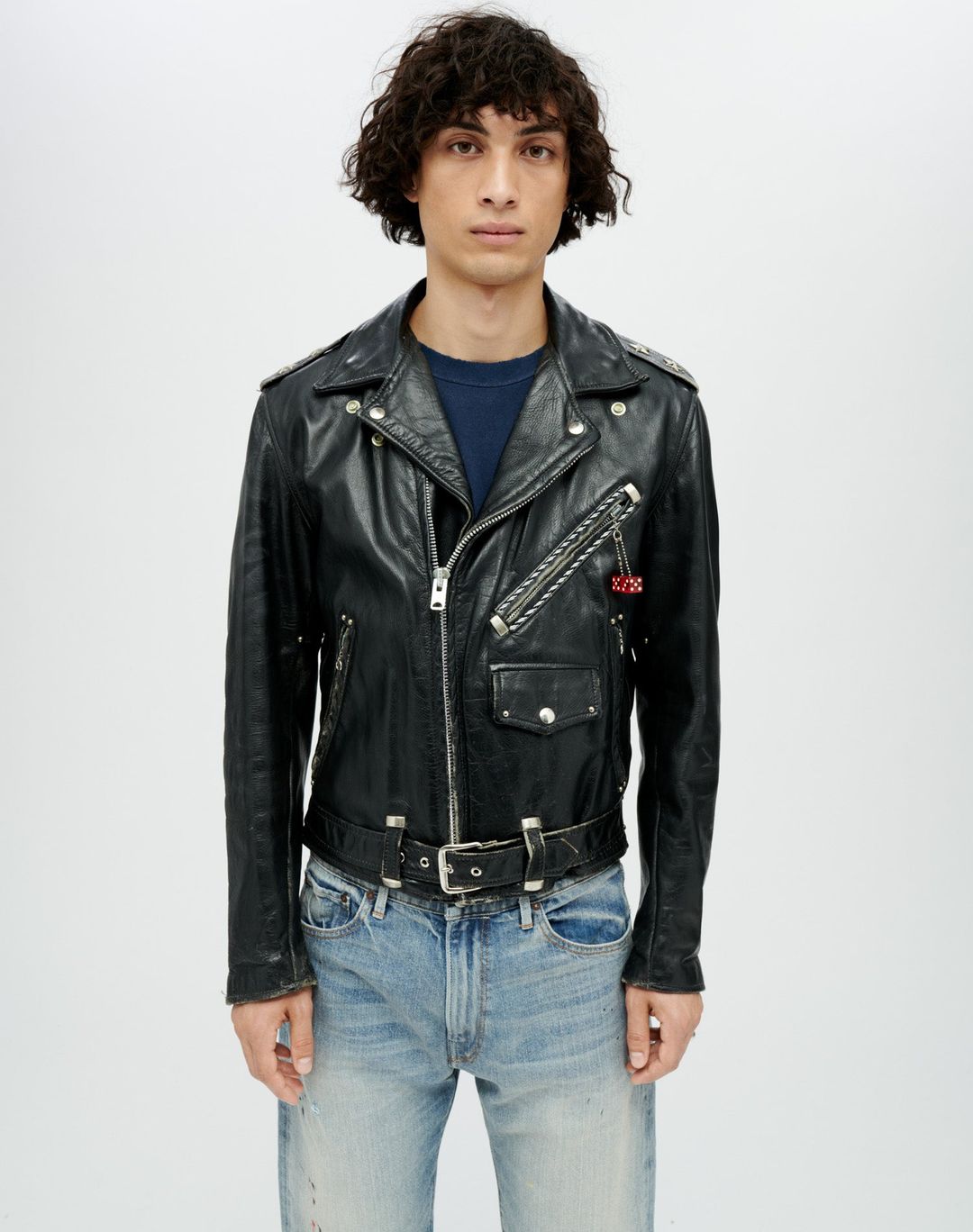 Upcycled Leather Biker Jacket - Black Cheetah #6