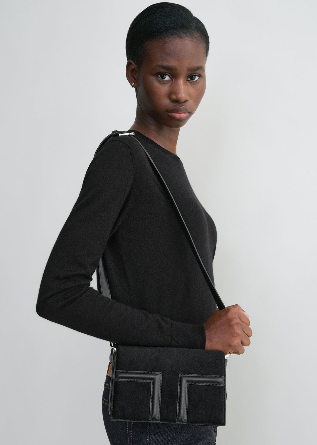 Mini T-flap pony hair bag black #4