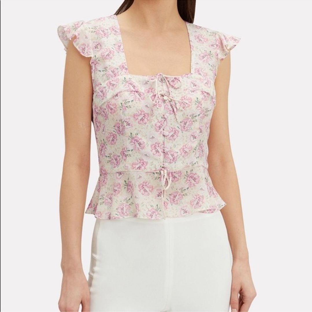 Iris Silk Tie Front Floral Top