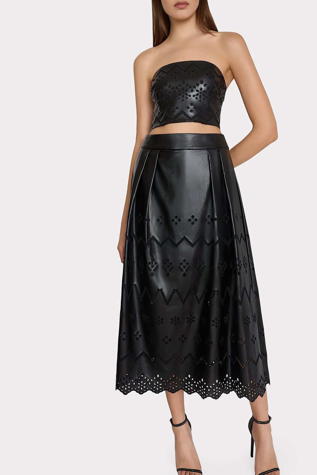 Jolene Eyelet Vegan Leather Skirt #3