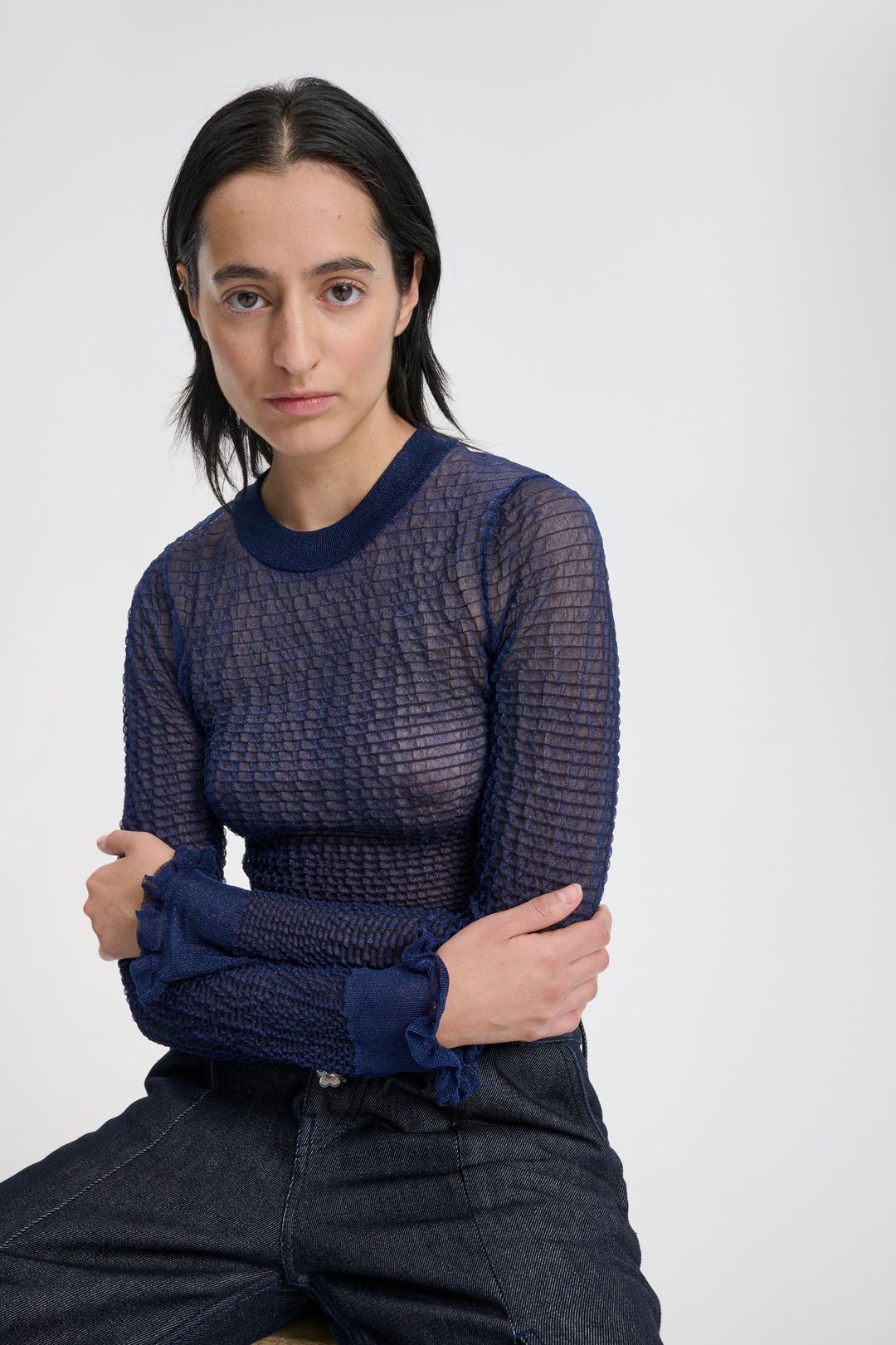 CBCORALI | TOP SHEER SUMMER KNIT NAVY