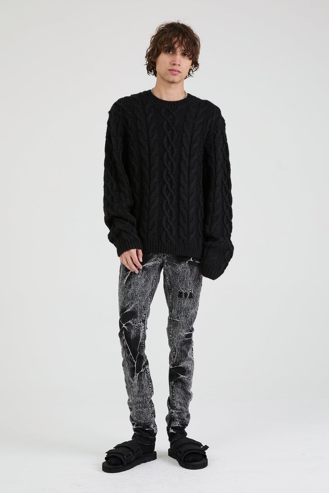 ETHAN SWEATER | BLACK CABLE KNIT #3