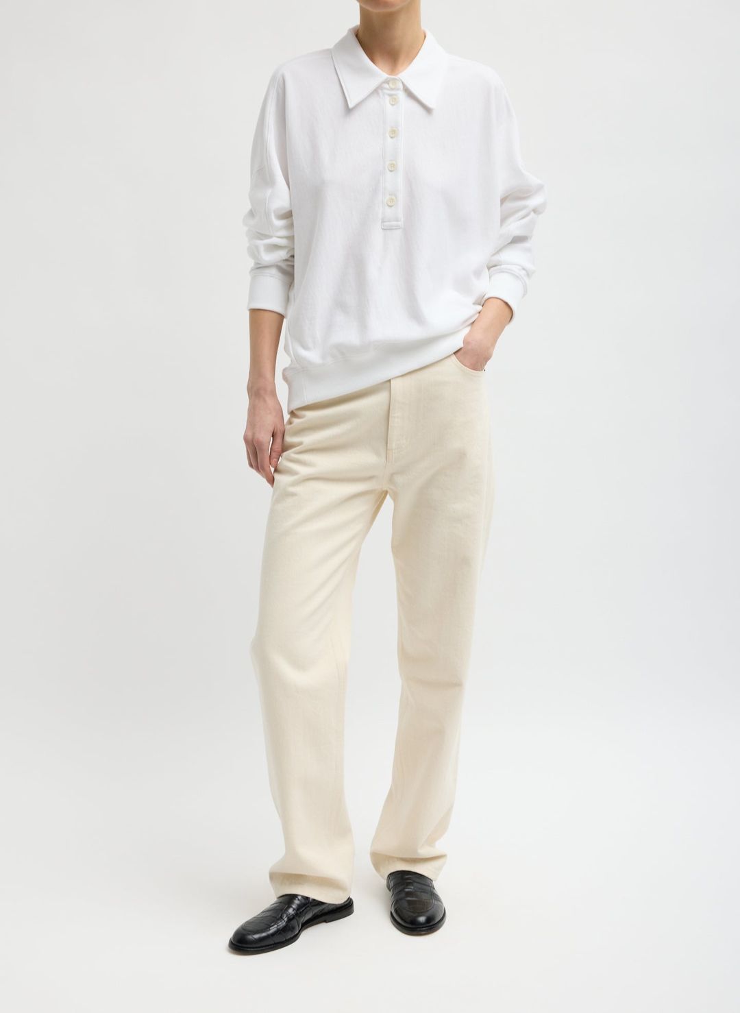 Light Weight Sweatshirting Polo Collar Sweatshirt #4