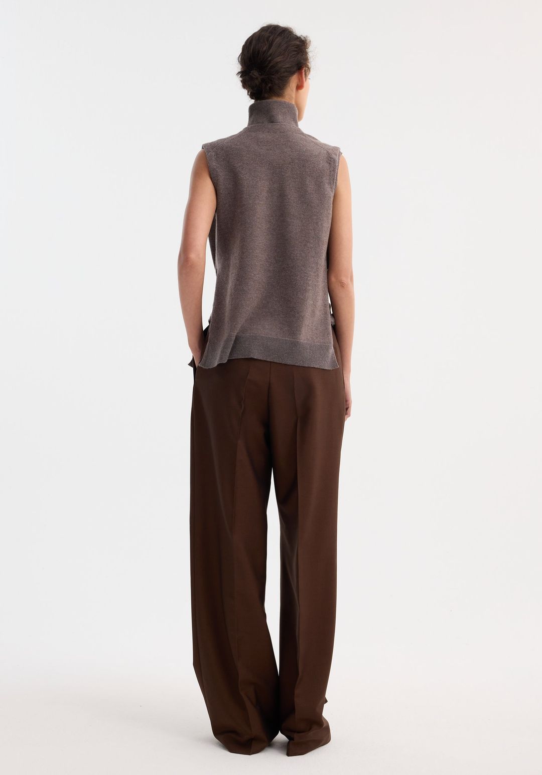 Double-layered knit top | mud melange #5