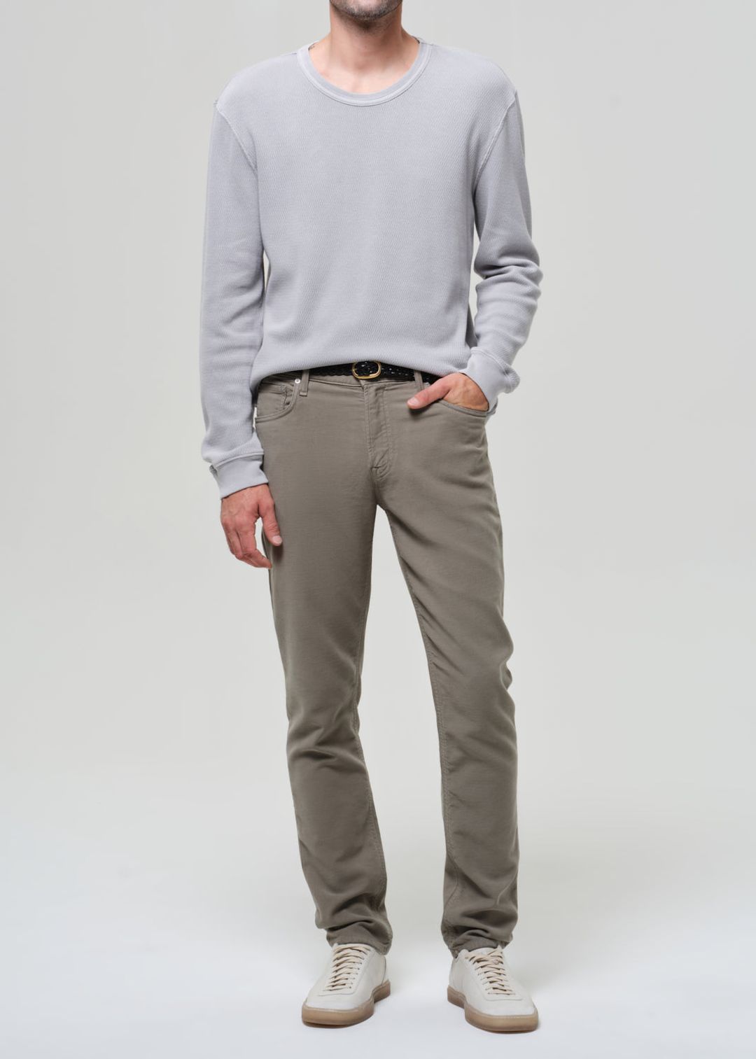 Waffle Crewneck in Stone Grey #7