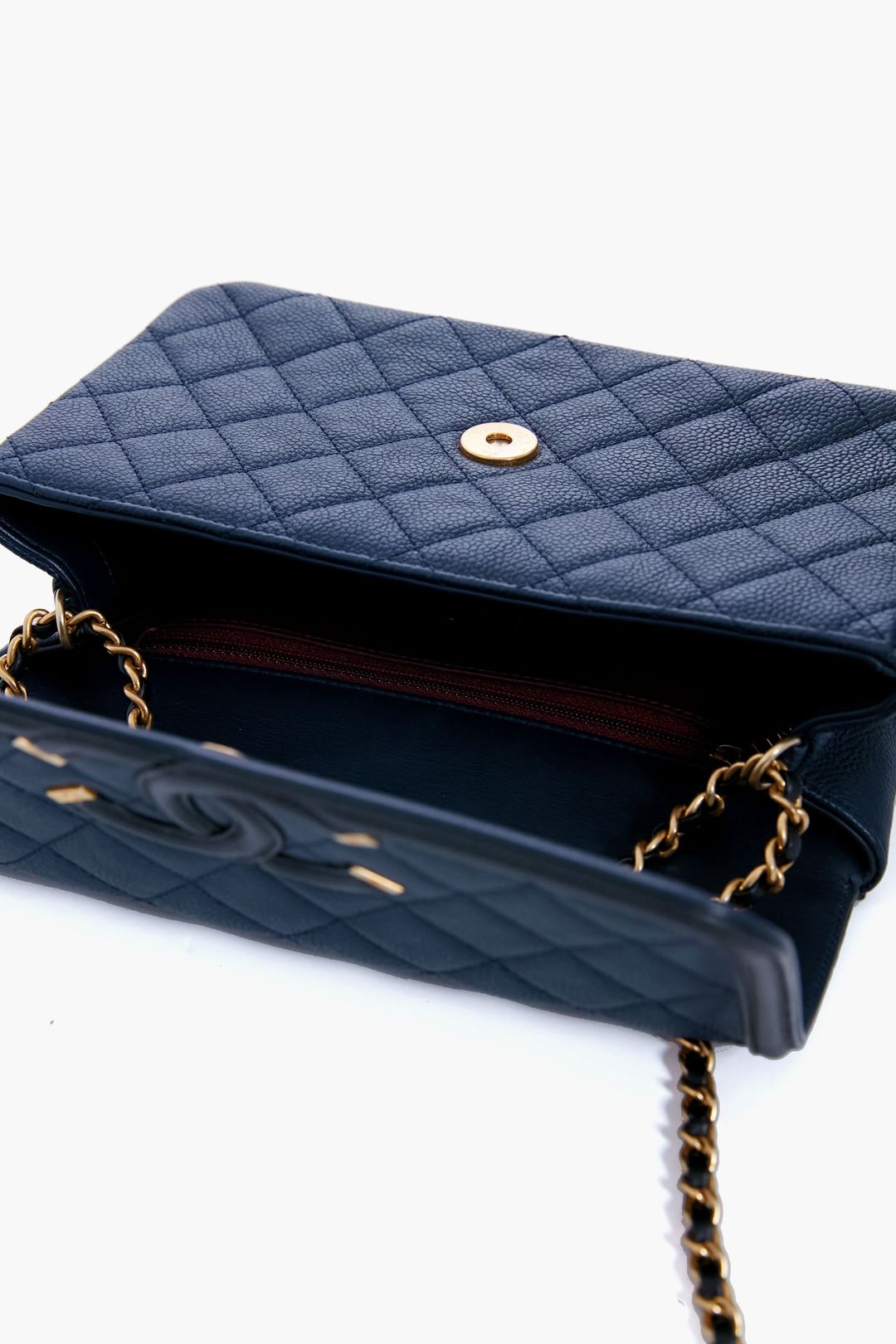 CHANEL Black and Navy Filigree Flap Shoulder Bag #5