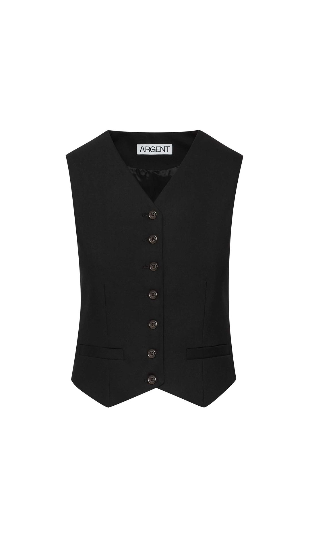 Shallow V-Neck Waistcoat in Seasonless Wool | Black #6