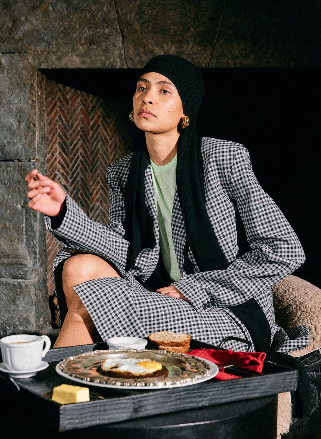 Double Faced Menswear Check Double Breasted Blazer