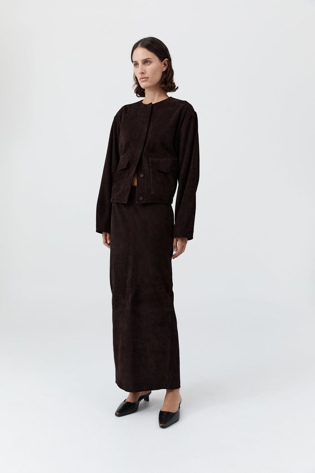 Suede Column Skirt - Coffee #6