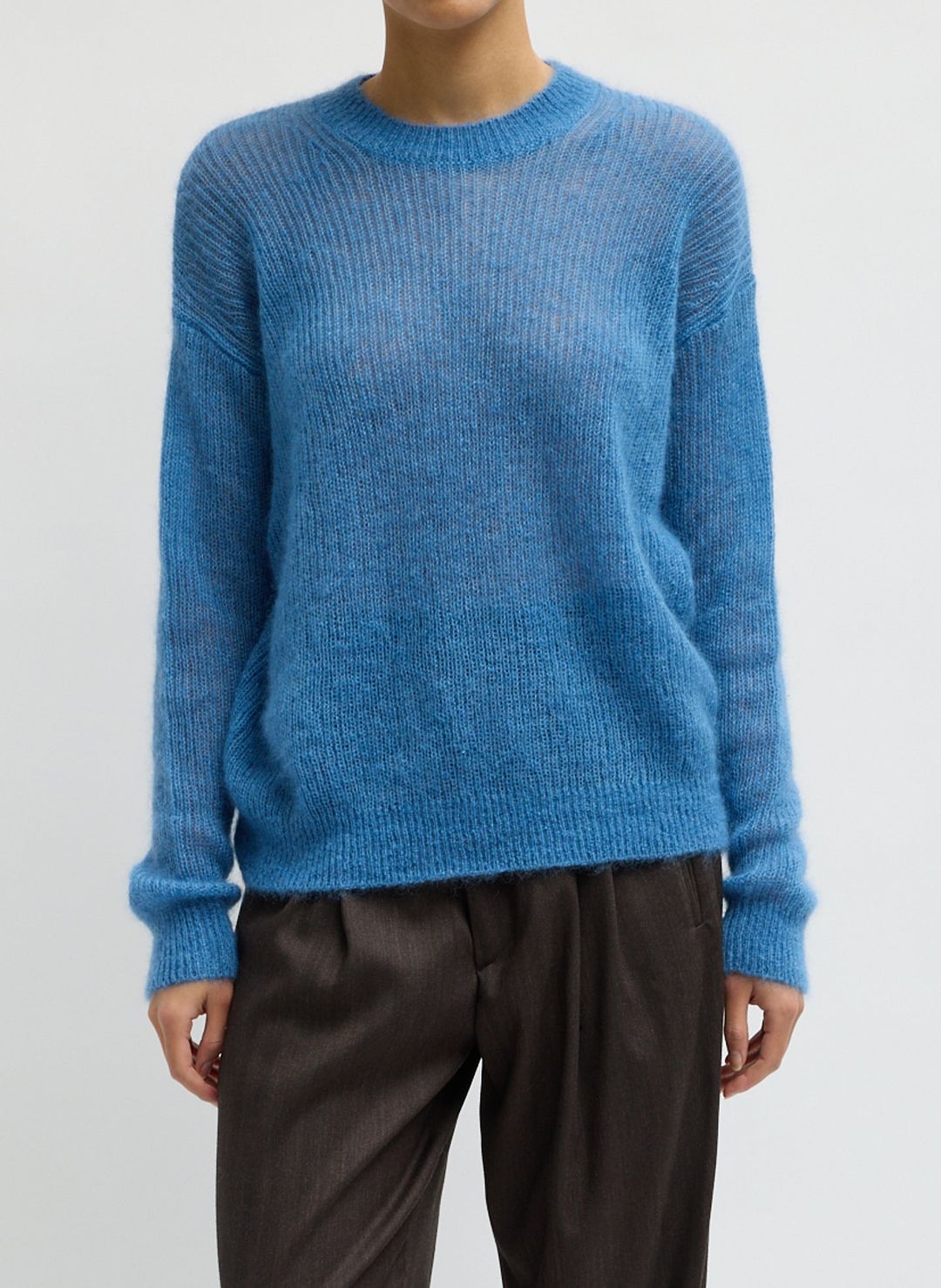 Silk Mohair Crewneck Easy Pullover