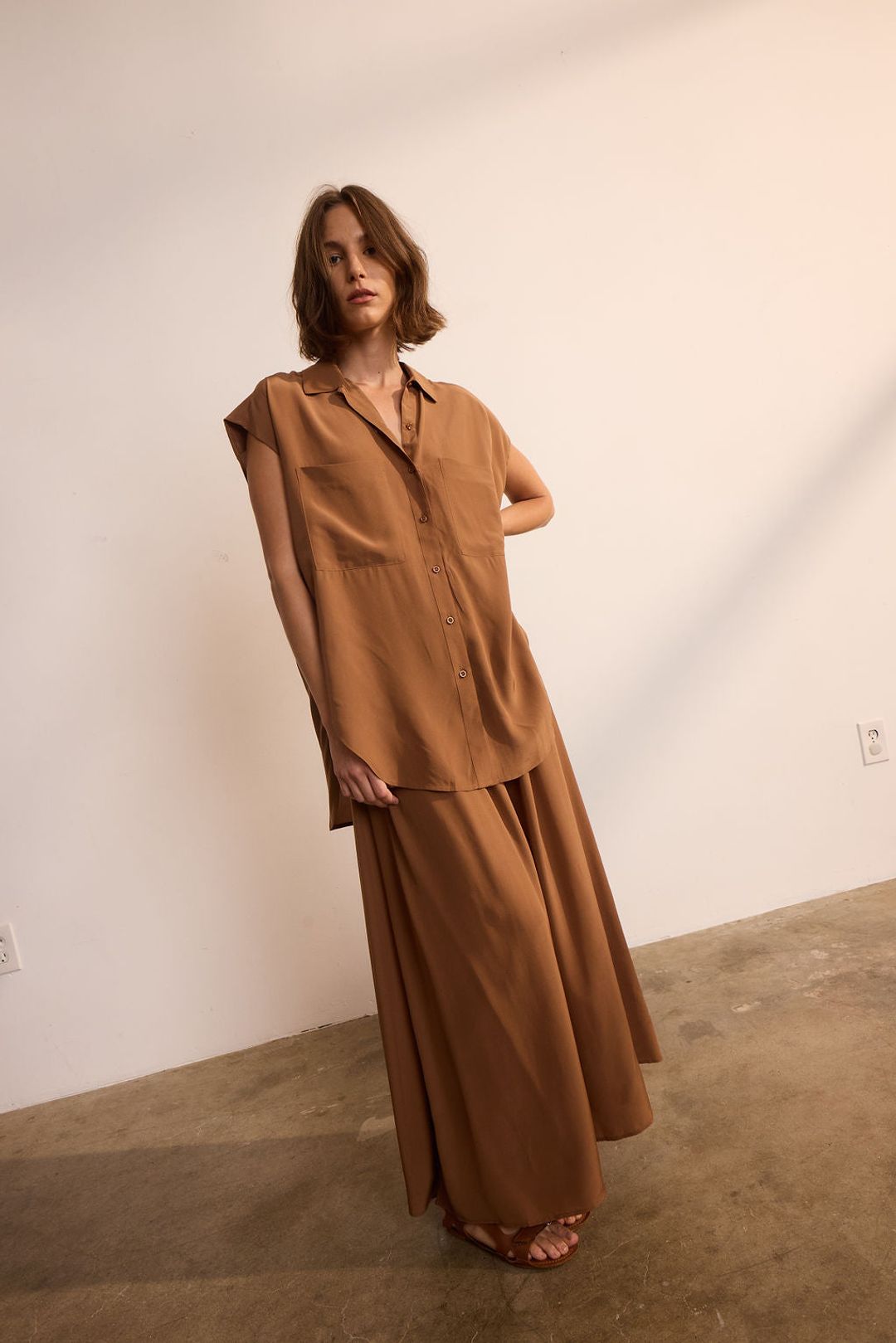 The Midi Swing Skirt in Clay #6